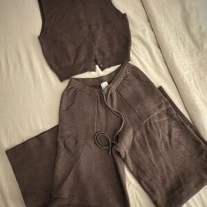 SHEIN Brown Knit Jogger and Vest Set